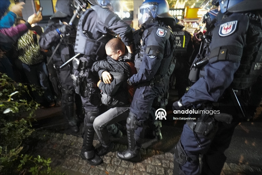 Police intervention against pro-Palestinian demonstrators gathered in Berlin
