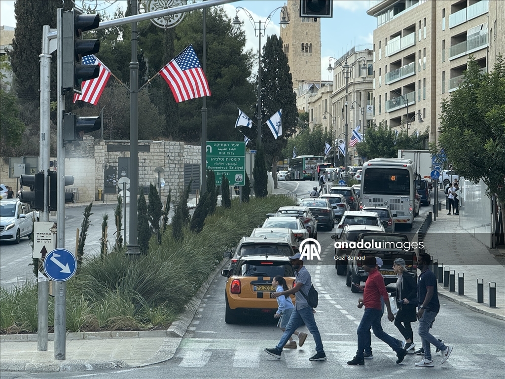US flags raised in West Jerusalem following Gaza ceasefire
