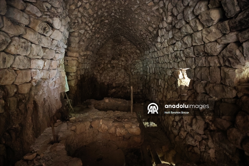 Mardin'de tarihi değirmen temizlenirken yaklaşık 1500 yıllık mozaik bulundu