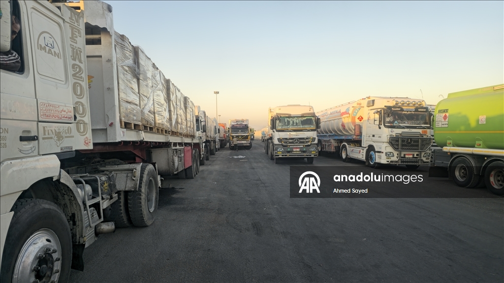 Aid trucks cross into buffer zone at Rafah crossing amid ongoing restrictions