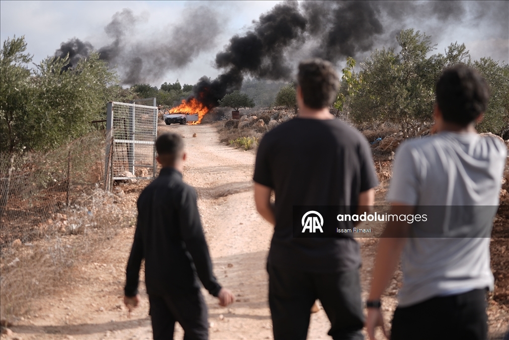 الضفة.. مستوطنون إسرائيليون يحرقون مركبات فلسطينية في ترمسعيا