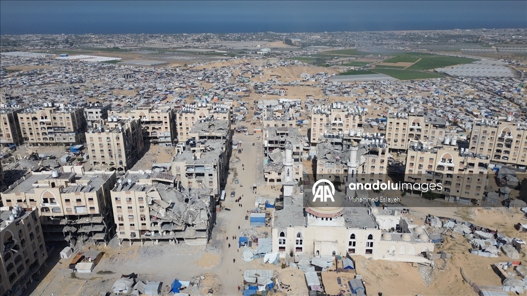 İsrail saldırılarının ardından Han Yunus kentindeki yıkım havadan görüntülendi