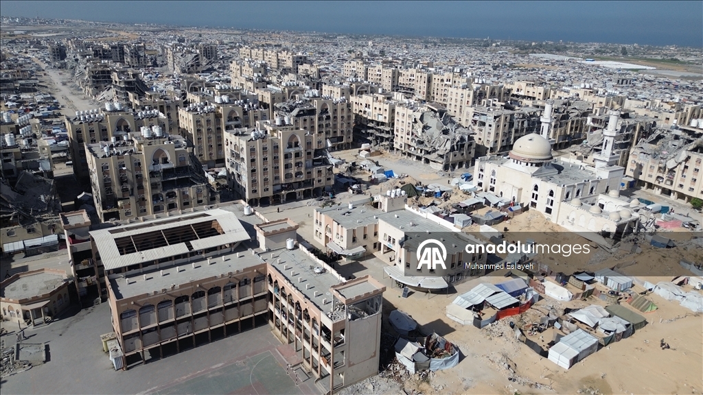 İsrail saldırılarının ardından Han Yunus kentindeki yıkım havadan görüntülendi