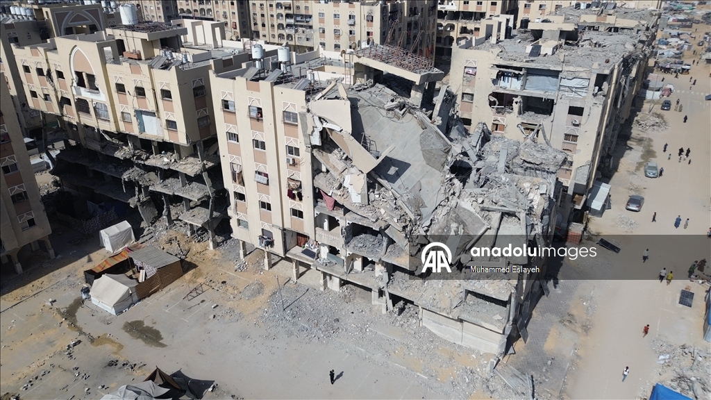 İsrail saldırılarının ardından Han Yunus kentindeki yıkım havadan görüntülendi