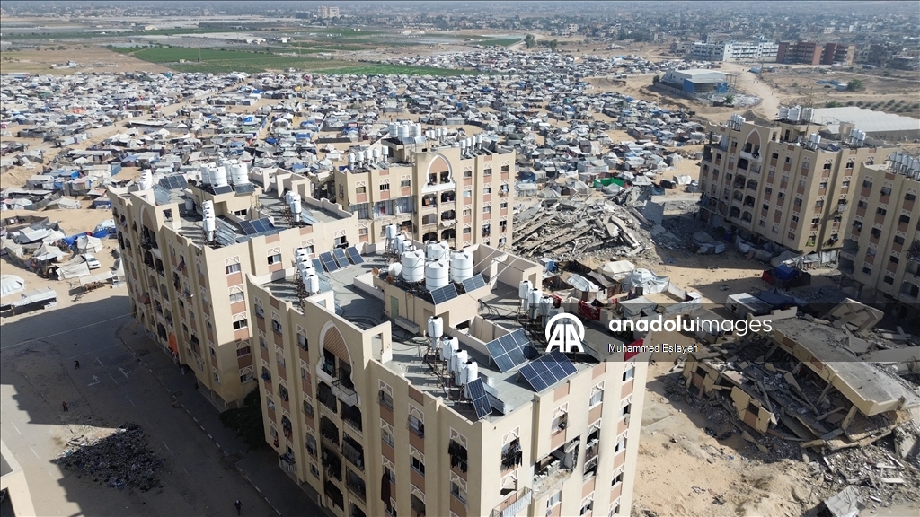 İsrail saldırılarının ardından Han Yunus kentindeki yıkım havadan görüntülendi
