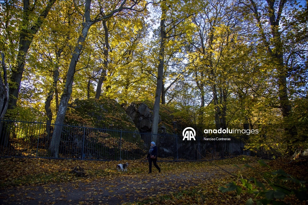 Stockholm draped in vibrant fall colors across parks and lakes