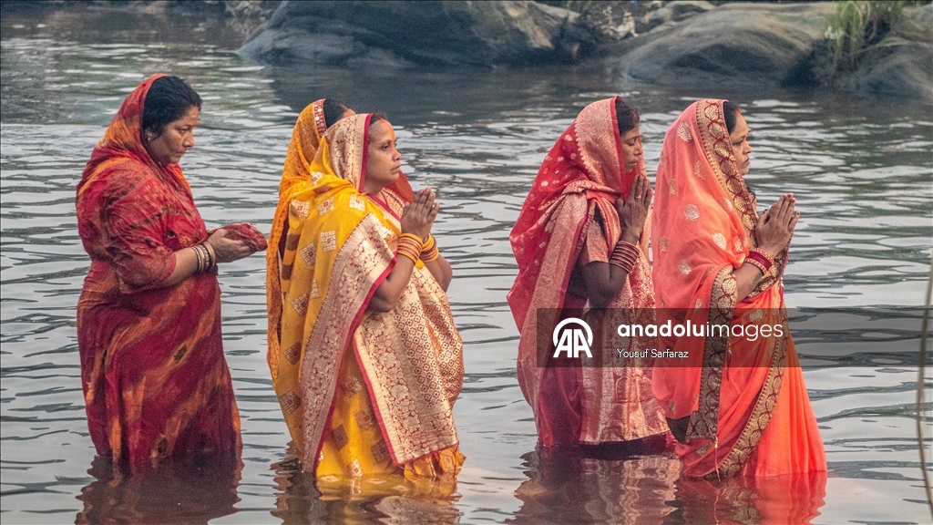 Usha Arghya ritual performed during Chhath Puja festival in India