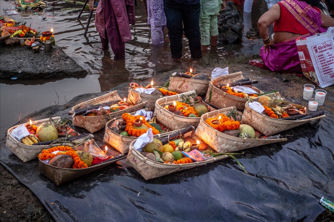 Usha Arghya ritual performed during Chhath Puja festival in India