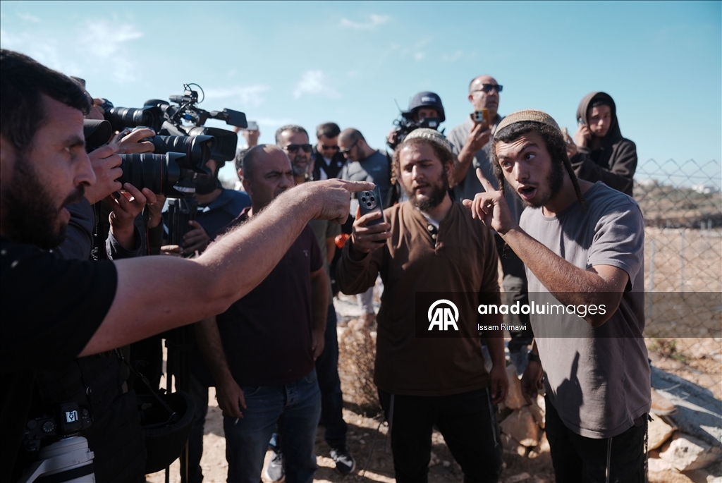 Filistin topraklarını gasbeden İsraillilerin Batı Şeria'da zeytin hasadı yapan çiftçilere yönelik saldırıları