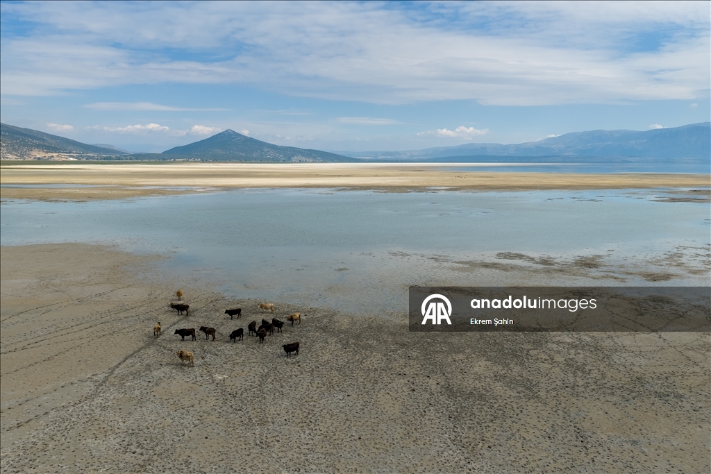 В результате снижения уровня воды в озере Эгирдир появились новые острова