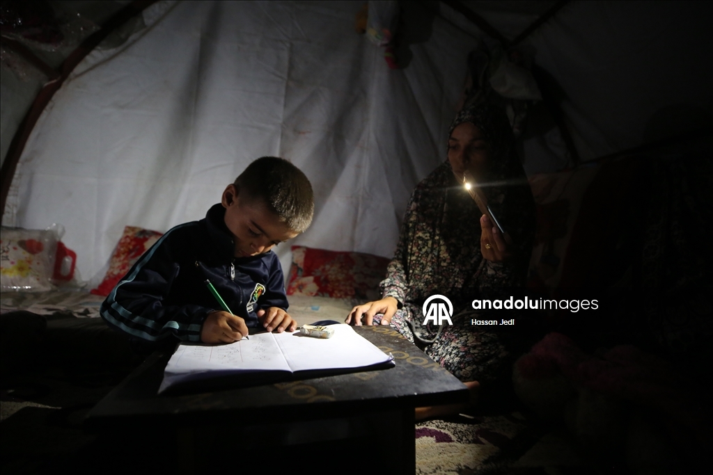 Displaced Palestinian family endures harsh conditions in makeshift tent in Deir al-Balah