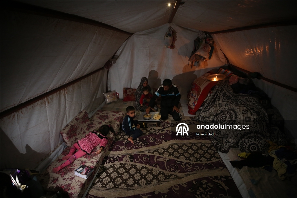 Displaced Palestinian family endures harsh conditions in makeshift tent in Deir al-Balah