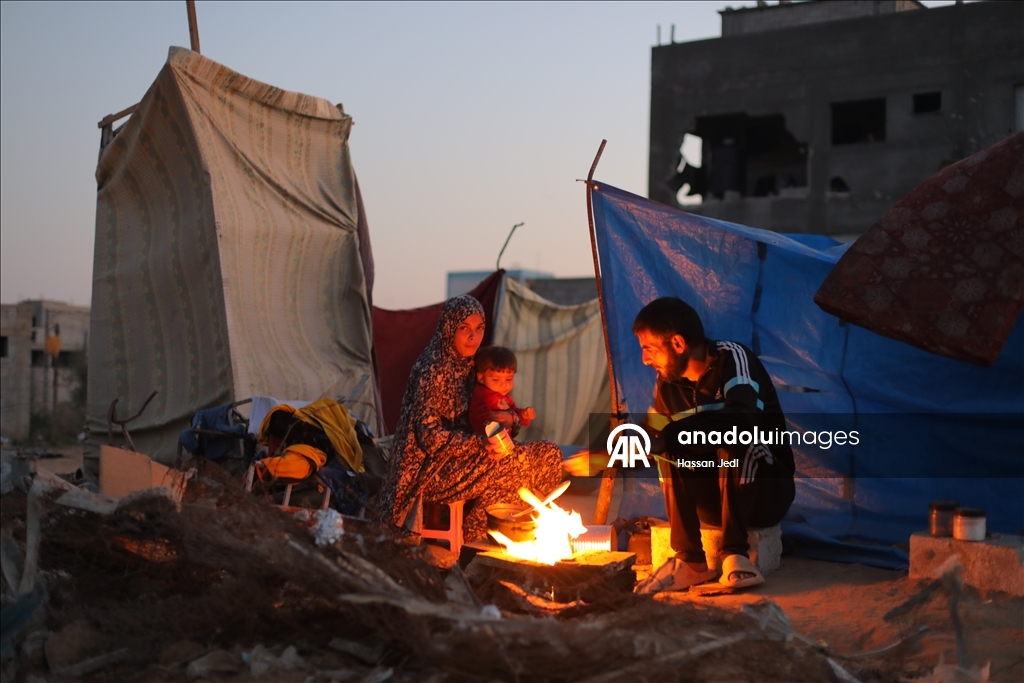 Displaced Palestinian family endures harsh conditions in makeshift tent in Deir al-Balah