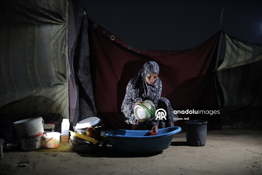 Displaced Palestinian family endures harsh conditions in makeshift tent in Deir al-Balah
