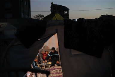 Displaced Palestinian family endures harsh conditions in makeshift tent in Deir al-Balah
