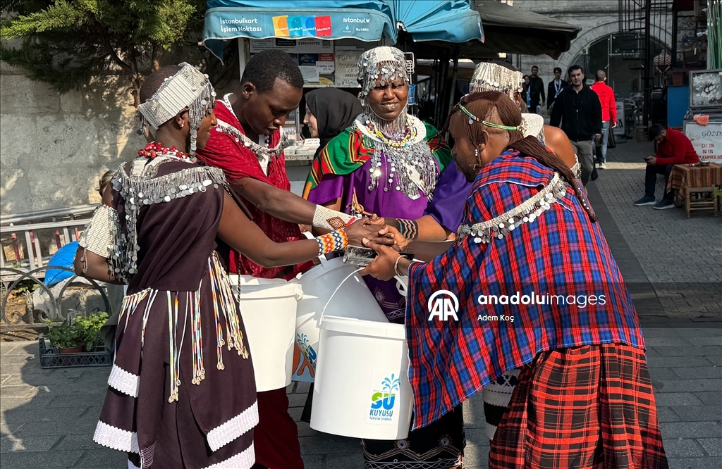Tanzania's Masai tribe members dance in Istanbul to raise awareness about water