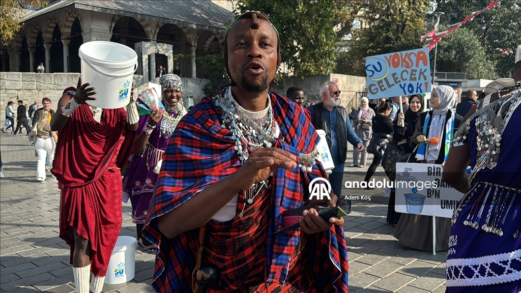 Tanzania's Masai tribe members dance in Istanbul to raise awareness about water