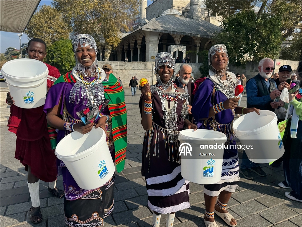 Tanzania's Masai tribe members dance in Istanbul to raise awareness about water