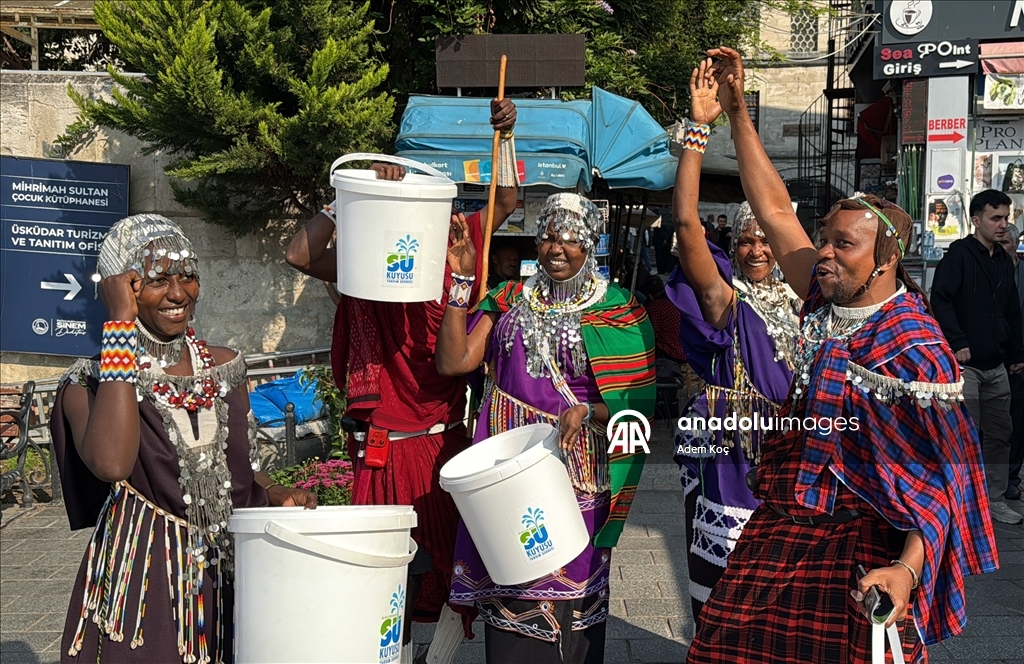 Tanzania's Masai tribe members dance in Istanbul to raise awareness about water