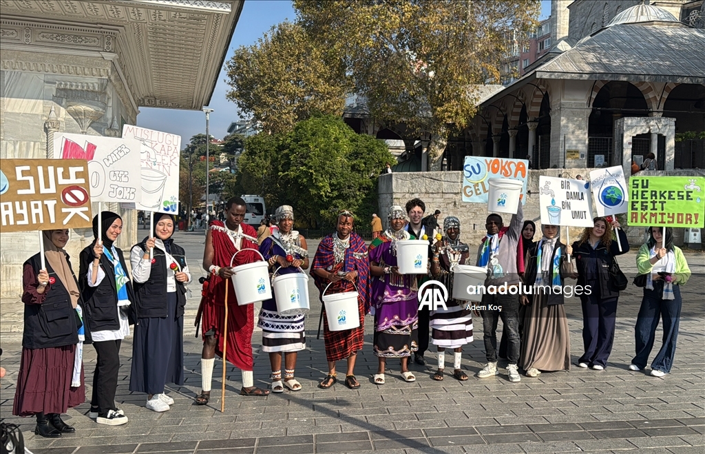 Tanzania's Masai tribe members dance in Istanbul to raise awareness about water