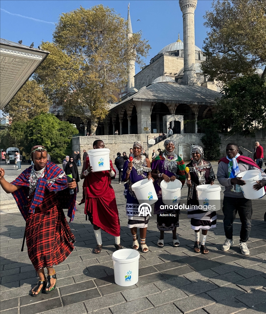 Tanzania's Masai tribe members dance in Istanbul to raise awareness about water