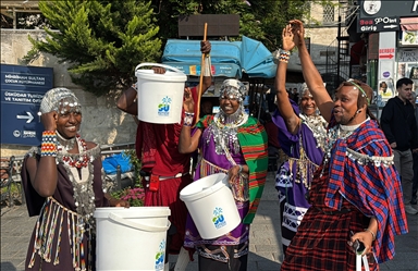 Tanzania's Masai tribe members dance in Istanbul to raise awareness about water