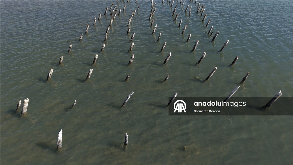 В озере Ван обнаружили столетний деревянные сваи старого причала