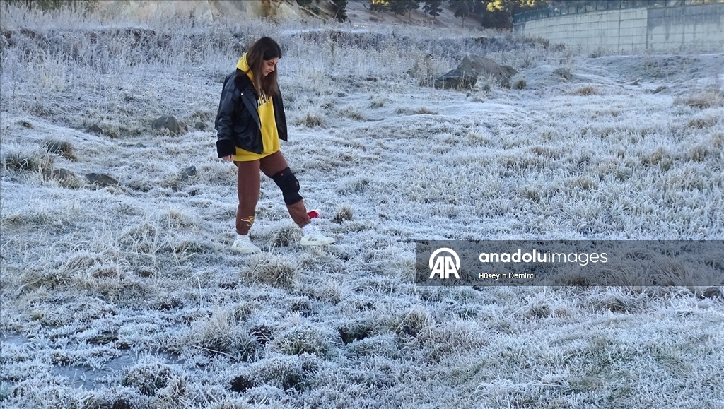 Kars’ta soğuk hava ve kırağı etkili oldu