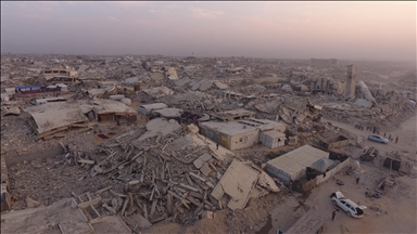 İsrail'in Gazze’nin batısındaki Şeyh Aclin Mahallesi'nde bıraktığı yıkım havadan görüntülendi