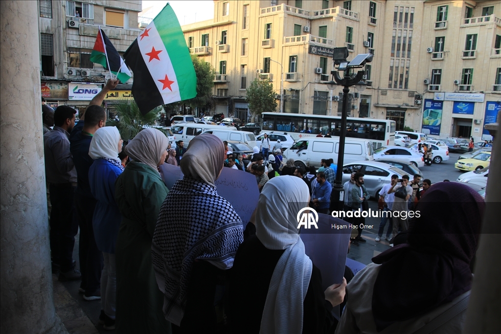 سوريا.. عشرات يتظاهرون في دمشق للتضامن مع غزة والسودان