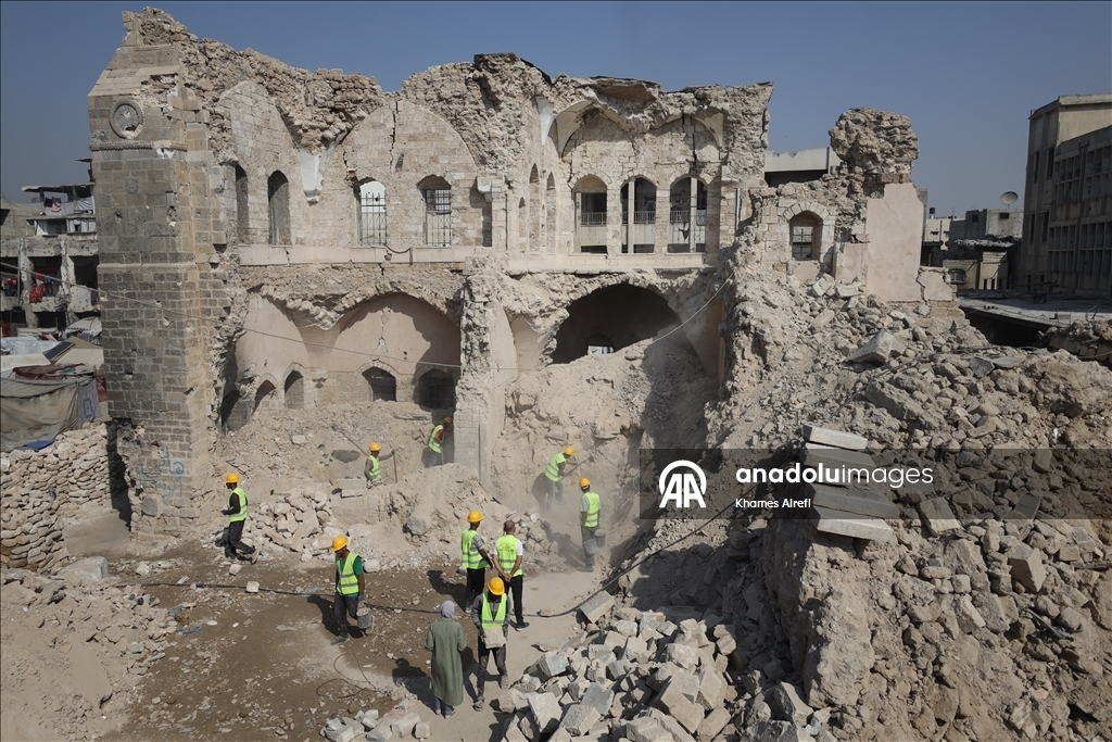 İsrail saldırıları sonucu yıkıma uğrayan Paşa Sarayı'nda restorasyon çalışmalarına başlandı