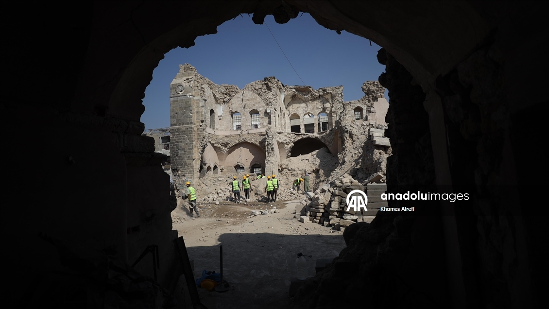 İsrail saldırıları sonucu yıkıma uğrayan Paşa Sarayı'nda restorasyon çalışmalarına başlandı