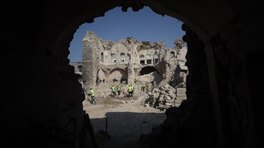 İsrail saldırıları sonucu yıkıma uğrayan Paşa Sarayı'nda restorasyon çalışmalarına başlandı