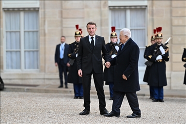 Emmanuel Macron et Mahmoud Abbas à Paris