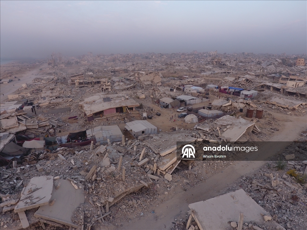 Разрушения в квартале Шейх-Аджлин на западе Газы сняты с воздуха