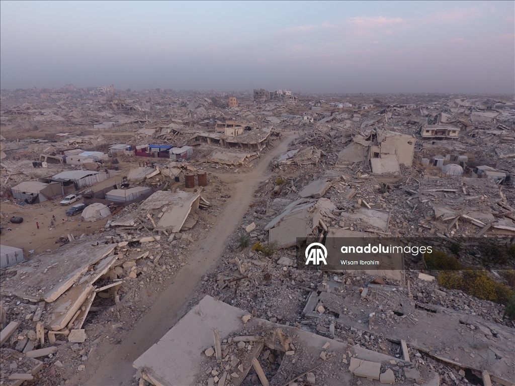 Разрушения в квартале Шейх-Аджлин на западе Газы сняты с воздуха