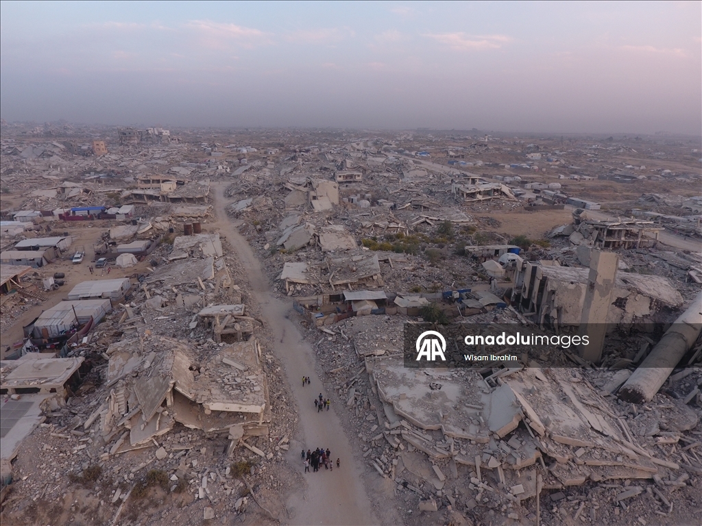 Разрушения в квартале Шейх-Аджлин на западе Газы сняты с воздуха