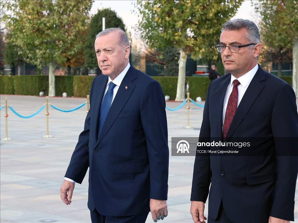 Cumhurbaşkanı Erdoğan, KKTC Cumhurbaşkanı Erhürman'ı resmi törenle karşıladı