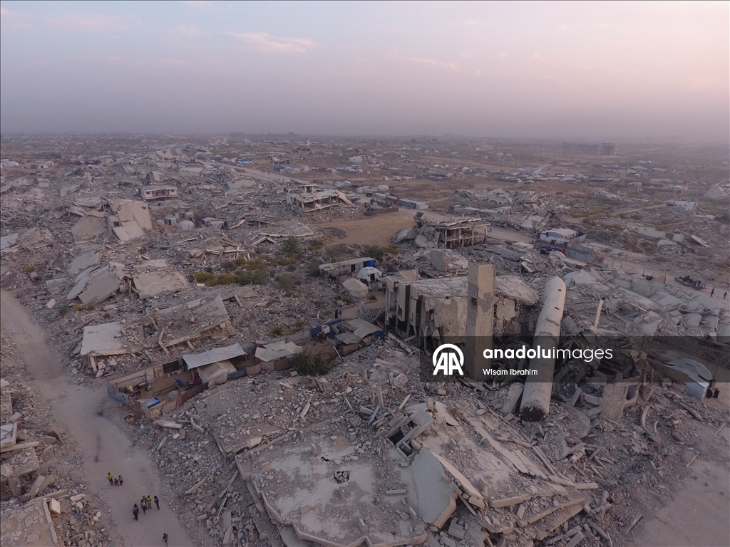 Разрушения в квартале Шейх-Аджлин на западе Газы сняты с воздуха