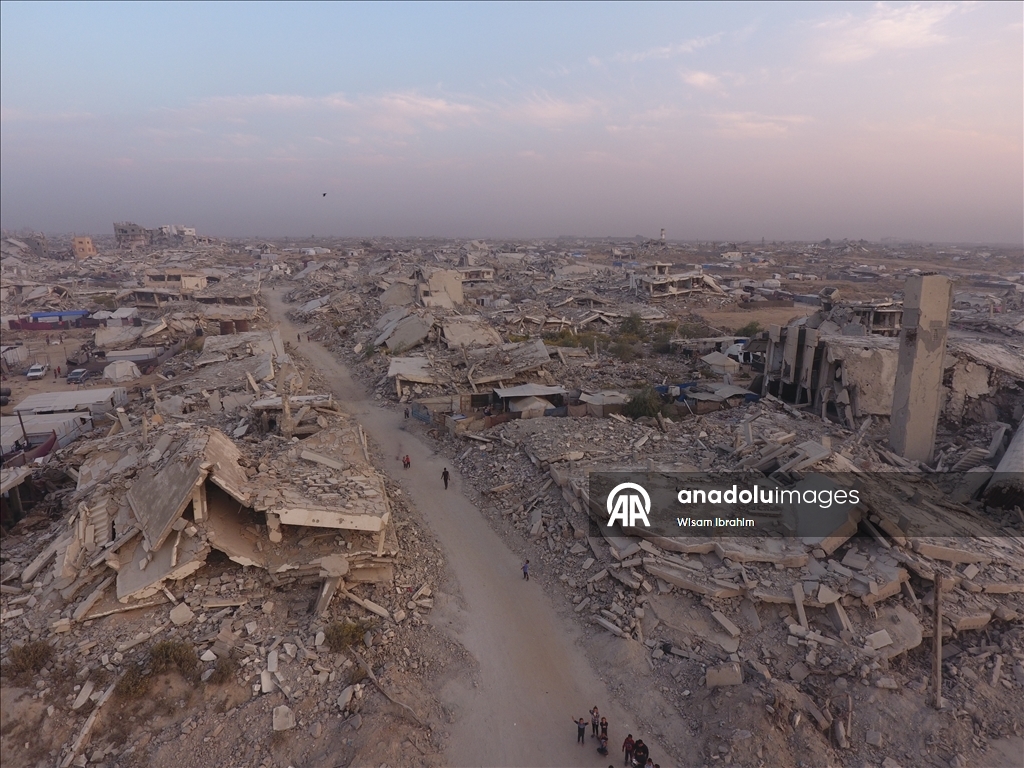 Разрушения в квартале Шейх-Аджлин на западе Газы сняты с воздуха