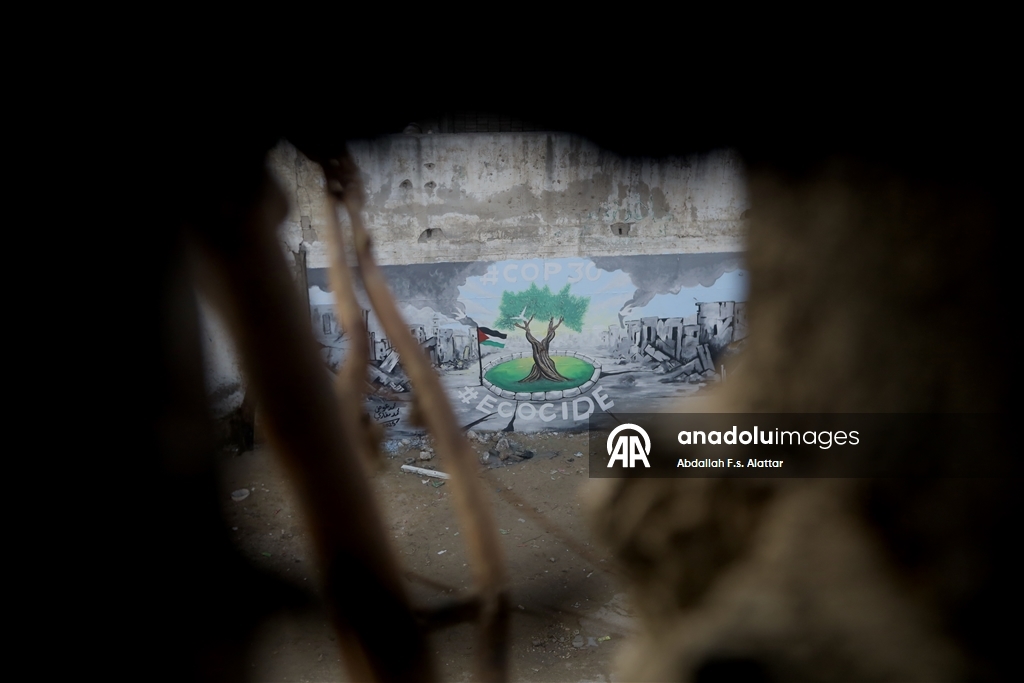 Палестинские художники нарисовали граффити, чтобы привлечь внимание к экологическому разрушению в Газе