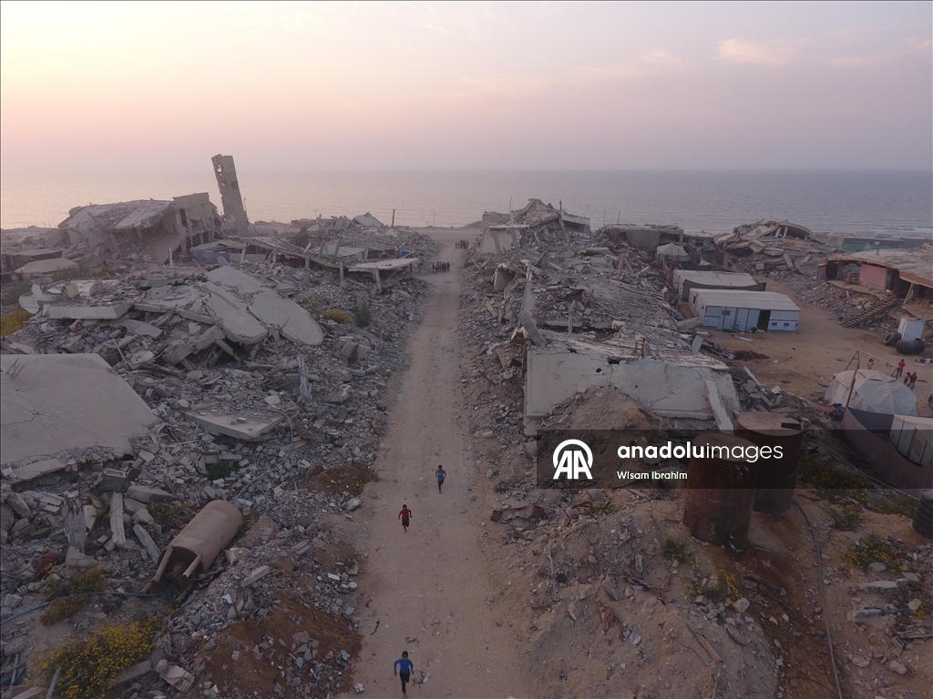 Разрушения в квартале Шейх-Аджлин на западе Газы сняты с воздуха