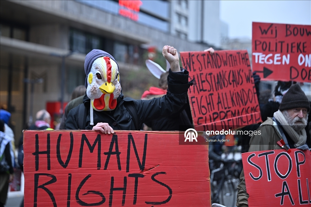 بروكسل.. آلاف يتظاهرون للمطالبة بحصار عسكري شامل على إسرائيل