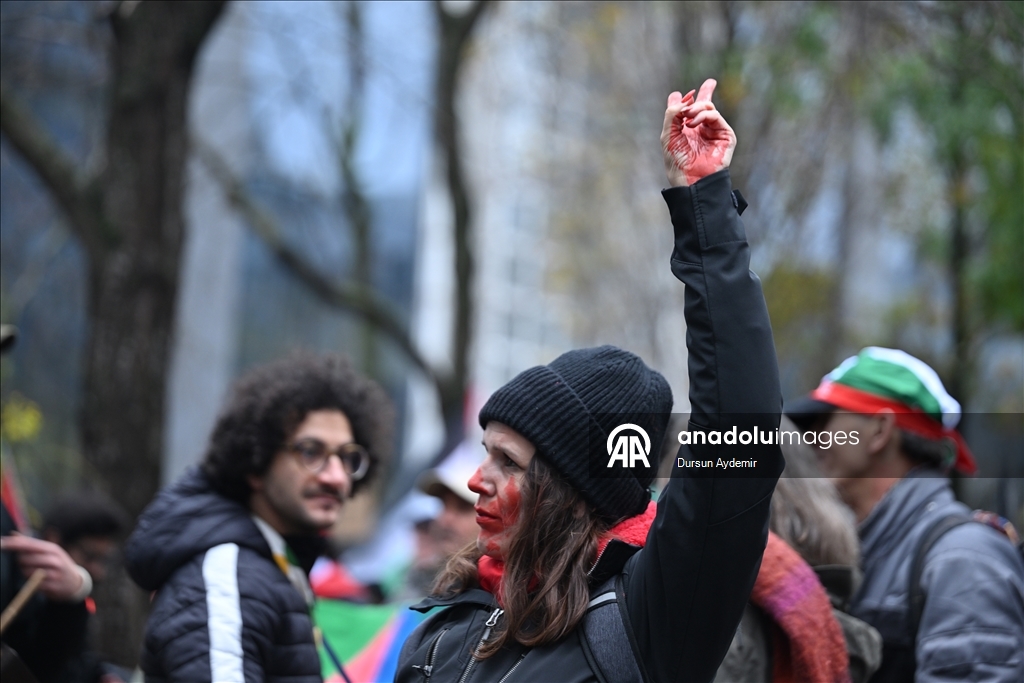 بروكسل.. آلاف يتظاهرون للمطالبة بحصار عسكري شامل على إسرائيل