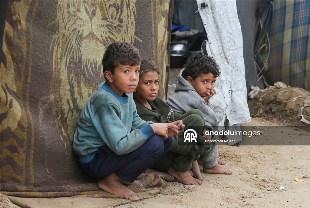 Перемещённые семьи в Дейр-эль-Балахе выживают в тяжёлых условиях под дождём и холодом