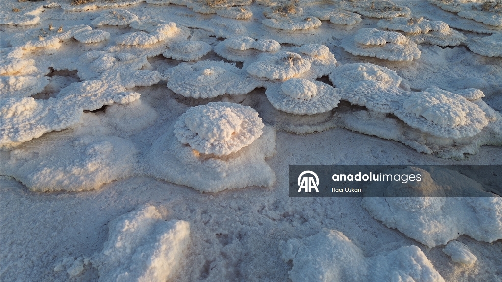 Tuz Gölü'nde oluşan kütleler fotoğraf tutkunlarının ilgisini çekiyor