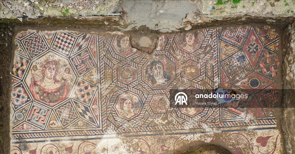 Ancient floor mosaic belonging to 3rd-century unearthed in Turkiye's Iznik
