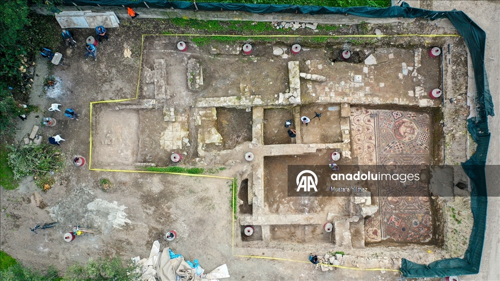 Ancient floor mosaic belonging to 3rd-century unearthed in Turkiye's Iznik