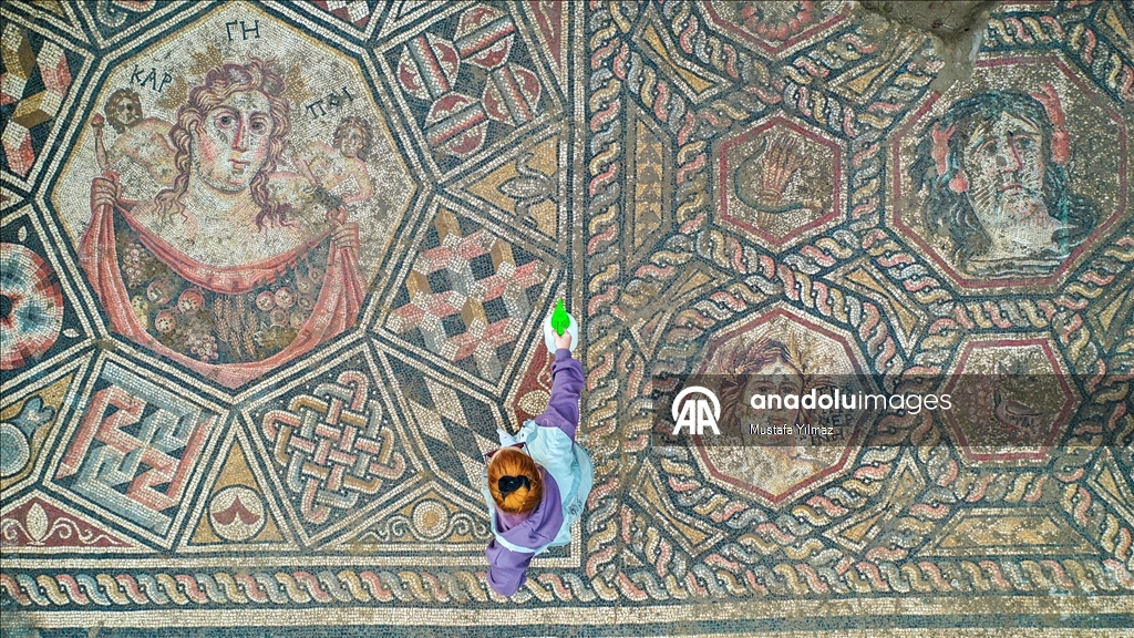 Ancient floor mosaic belonging to 3rd-century unearthed in Turkiye's Iznik