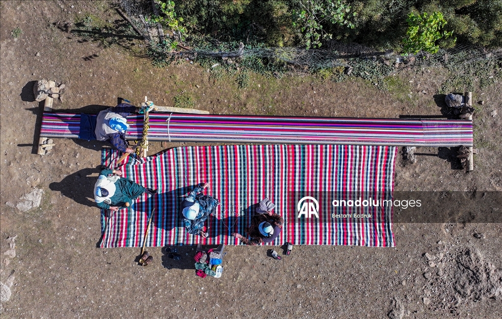 Bi tevna ku li baxçeyê xwe daniye va merş û xalîçeyan radiçîne
